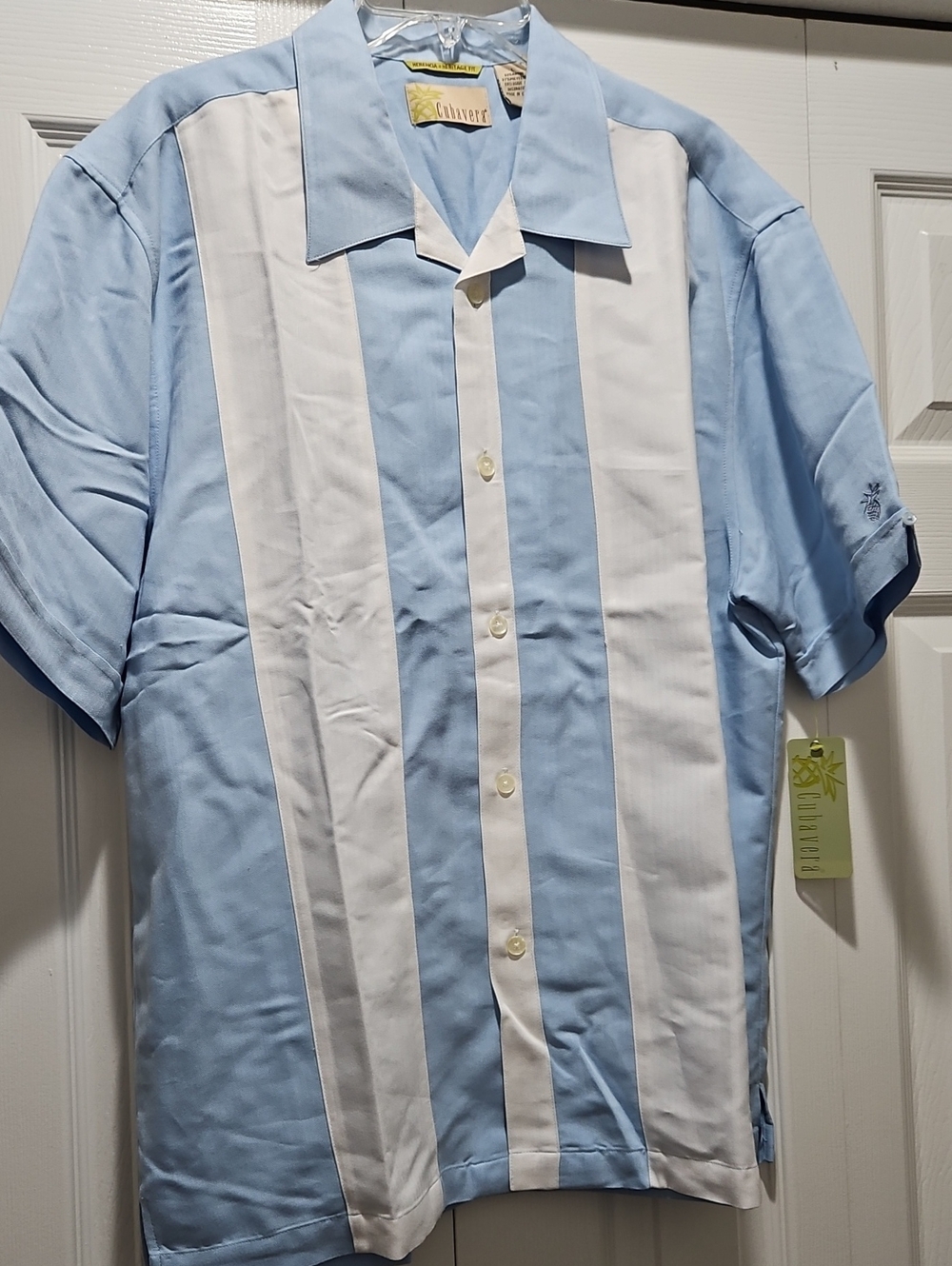 Cubavera Light Blue & White Vertical Stripe Shirt
